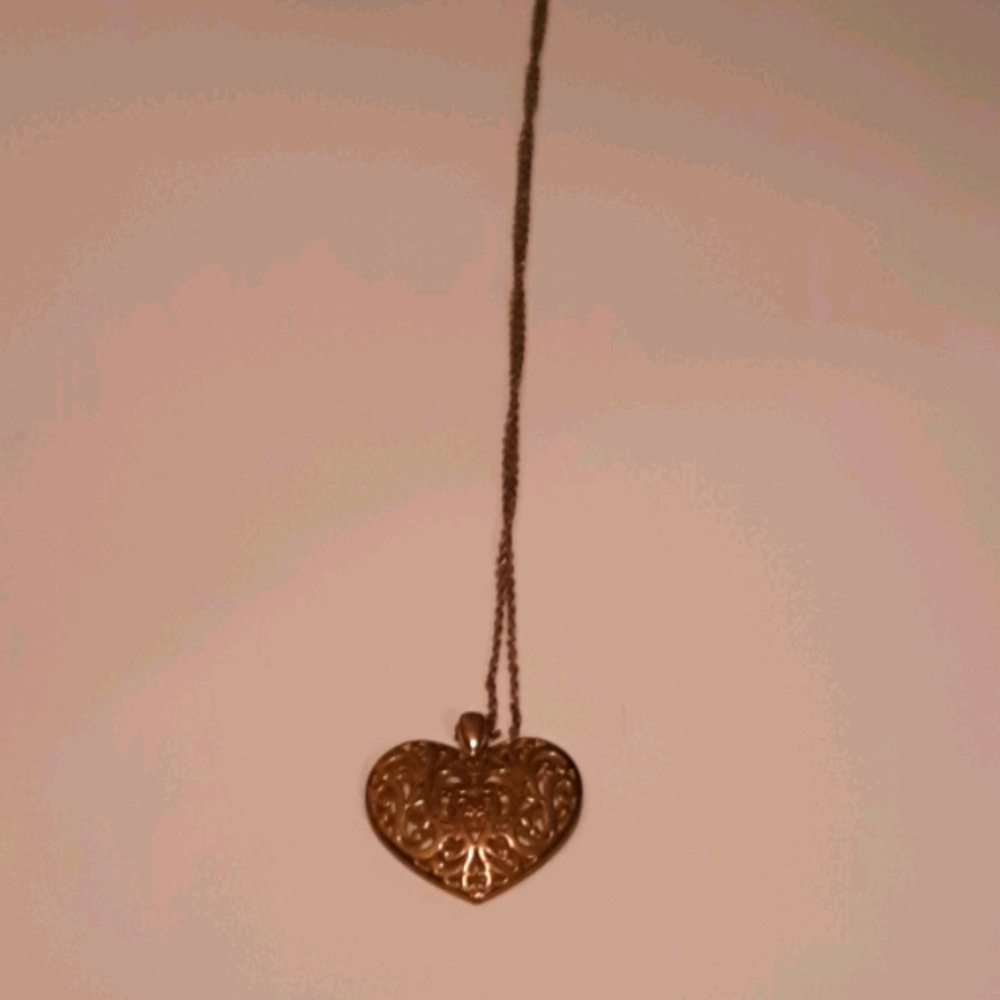 Women's gold plated long heart shaped necklace